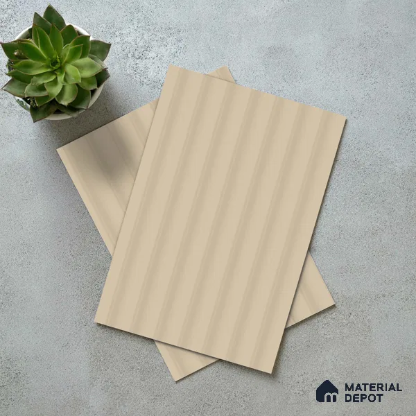 Light Beige Fluted Solid Color LM 18369 8 ft x 4 ft Texture Finish Decorative Laminate - 1.25 mm | Suitable for TV Unit,Wardrobe, Kitchen Cabinets