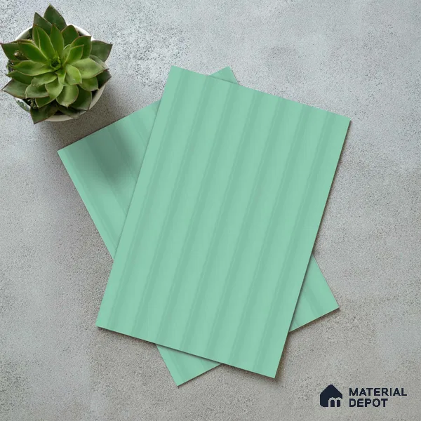 Mint Green Fluted Solid Color LM 18371 8 ft x 4 ft Texture Finish Decorative Laminate - 1.25 mm | Suitable for TV Unit,Wardrobe, Kitchen Cabinets