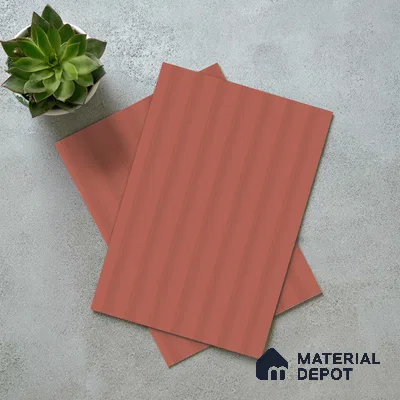 Brick Red Fluted Solid Color LM 18372 8 ft x 4 ft Texture Finish Decorative Laminate - 1.25 mm | Suitable for TV Unit,Wardrobe, Kitchen Cabinets