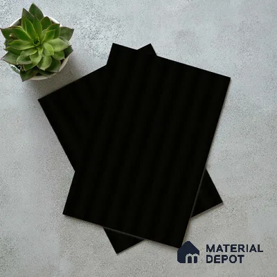 Charcoal Black Fluted Solid Color LM 18373 8 ft x 4 ft Texture Finish Decorative Laminate - 1.25 mm | Suitable for TV Unit,Wardrobe, Kitchen Cabinets