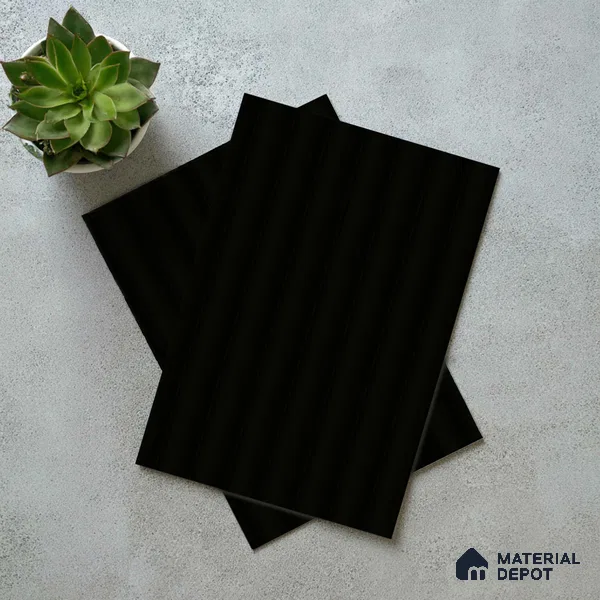 Charcoal Black Fluted Solid Color LM 18373 8 ft x 4 ft Texture Finish Decorative Laminate - 1.25 mm | Suitable for TV Unit,Wardrobe, Kitchen Cabinets