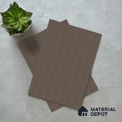 Deep Taupe Brown Fluted Solid Color LM 18374 8 ft x 4 ft Texture Finish Decorative Laminate - 1.25 mm | Suitable for TV Unit,Wardrobe, Kitchen Cabinets