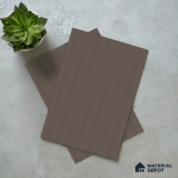 Deep Taupe Brown Fluted Solid Color LM 18374 8 ft x 4 ft Texture Finish Decorative Laminate - 1.25 mm | Suitable for TV Unit,Wardrobe, Kitchen Cabinets
