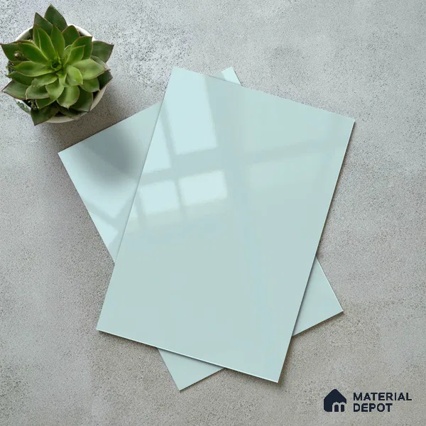 Powder Blue Solid Color Acrylic Laminate LM 24627 8 ft x 4 ft High Gloss Finish - 1.5 mm | Matching Edgeband code - EB 02093 | Suitable for Living Room, Kitchen, Office