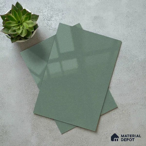 Muted Sage Green Solid Color Acrylic Laminate LM 24630 8 ft x 4 ft High Gloss Finish - 1.5 mm | Matching Edgeband code - EB 02113 | Suitable for Living Room, Kitchen, Office