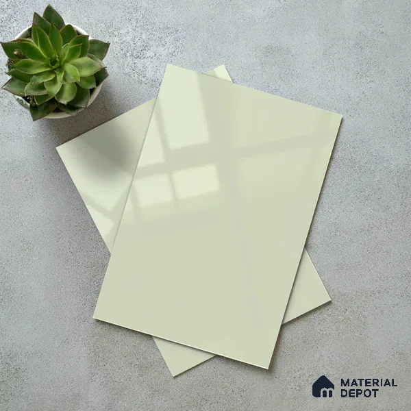 Pale Mint Green Solid Color Acrylic Laminate LM 24646 8 ft x 4 ft High Gloss Finish - 1.5 mm | Matching Edgeband code - EB 02077 | Suitable for Living Room, Kitchen, Office