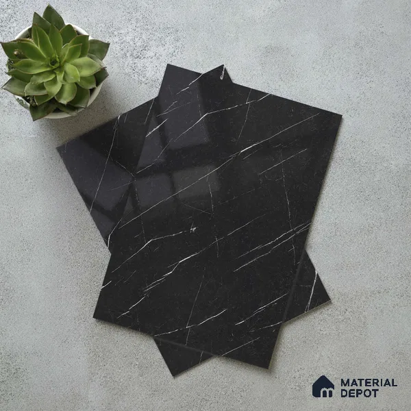 Black Marble Acrylic Laminate LM 24304 8 ft x 4 ft High Gloss Finish - 1.5 mm | Suitable for TV Unit, Wardrobe, Cabinets