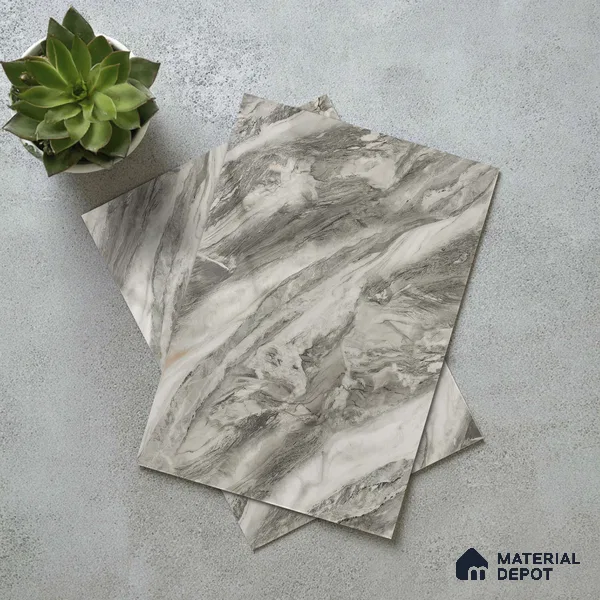 Grey Marble Acrylic Laminate LM 24305 8 ft x 4 ft High Gloss Finish - 1.5 mm | Suitable for TV Unit, Wardrobe, Cabinets