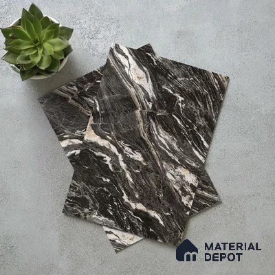 Black Marble Acrylic Laminate LM 24310 8 ft x 4 ft High Gloss Finish - 1.5 mm | Suitable for TV Unit, Wardrobe, Cabinets