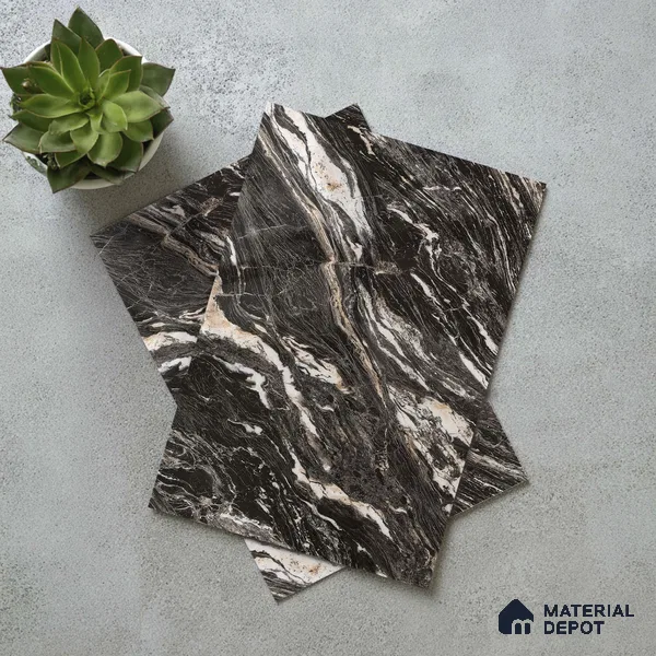 Black Marble Acrylic Laminate LM 24310 8 ft x 4 ft High Gloss Finish - 1.5 mm | Suitable for TV Unit, Wardrobe, Cabinets