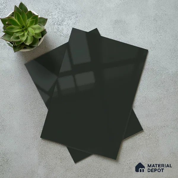 Deep Forest Green Solid Color Acrylic Laminate LM 24322 8 ft x 4 ft High Gloss Finish - 1.5 mm | Matching Edgeband code - EB 02114 | Suitable for Living Room, Kitchen, Office