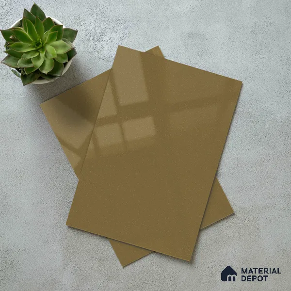Olive Brown Solid Color Acrylic Laminate LM 24331 8 ft x 4 ft High Gloss Finish - 1.5 mm | Matching Edgeband code - EB 02121 | Suitable for Living Room, Kitchen, Office