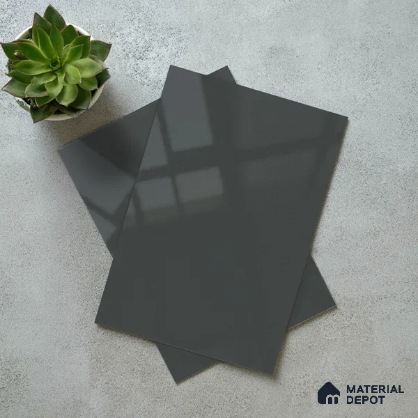 Deep Olive Green Solid Color Acrylic Laminate LM 24335 8 ft x 4 ft High Gloss Finish - 1.5 mm | Matching Edgeband code - EB 02125 | Suitable for Living Room, Kitchen, Office