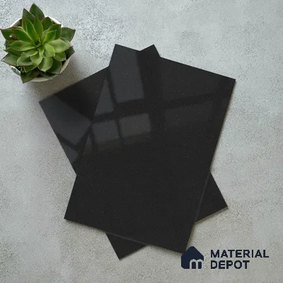 High Gloss Black Solid Color Acrylic Laminate LM 24337 8 ft x 4 ft High Gloss Finish - 1.5 mm | Matching Edgeband code - EB 02127 | Suitable for Living Room, Kitchen, Office
