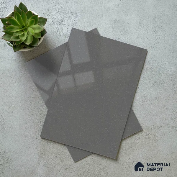 Charcoal Grey Solid Color Acrylic Laminate LM 24338 8 ft x 4 ft High Gloss Finish - 1.5 mm | Matching Edgeband code - EB 02128 | Suitable for Living Room, Kitchen, Office