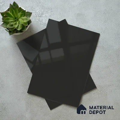 Jet Black Solid Color Acrylic Laminate LM 24350 8 ft x 4 ft High Gloss Finish - 1.5 mm | Matching Edgeband code - EB 02132 | Suitable for Living Room, Kitchen, Office