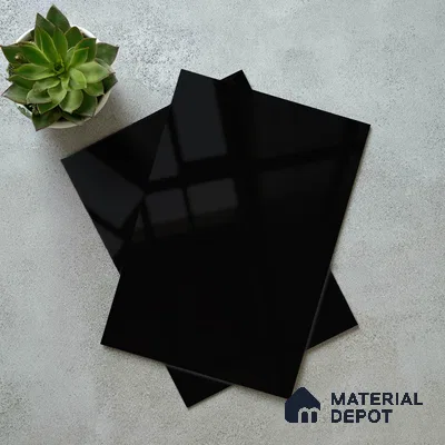 Jet Black Solid Color Acrylic Laminate LM 24358 8 ft x 4 ft High Gloss Finish - 1.5 mm | Matching Edgeband code - EB 02134 | Suitable for Living Room, Kitchen, Office