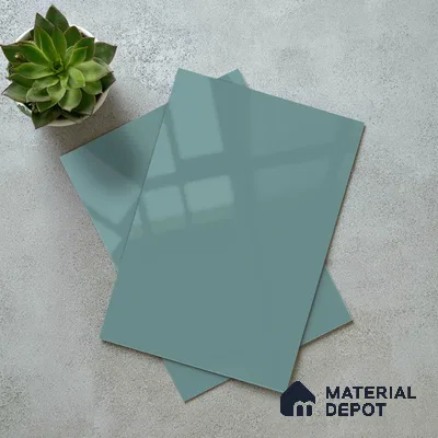Muted Teal Blue Solid Color Acrylic Laminate LM 24362 8 ft x 4 ft High Gloss Finish - 1.5 mm | Matching Edgeband code - EB 02137 | Suitable for Living Room, Kitchen, Office