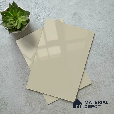 Warm Beige Solid Color Acrylic Laminate LM 24526 8 ft x 4 ft High Gloss Finish - 1.5 mm | Matching Edgeband code - EB 02087 | Suitable for Living Room, Kitchen, Office