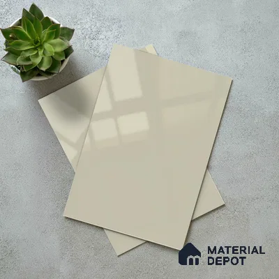 Soft Cream Solid Color Acrylic Laminate LM 24527 8 ft x 4 ft High Gloss Finish - 1.5 mm | Matching Edgeband code - EB 02079 | Suitable for Living Room, Kitchen, Office