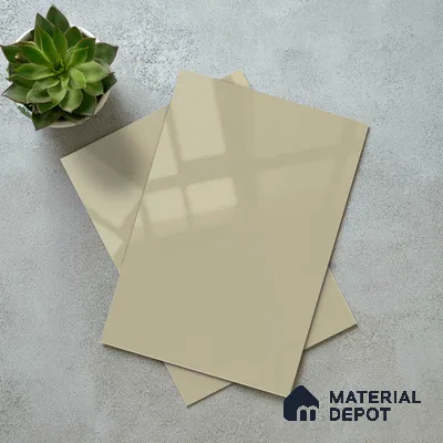 Warm Beige Solid Color Acrylic Laminate LM 24528 8 ft x 4 ft High Gloss Finish - 1.5 mm | Matching Edgeband code - EB 02071 | Suitable for Living Room, Kitchen, Office