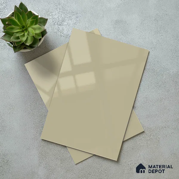 Warm Beige Solid Color Acrylic Laminate LM 24528 8 ft x 4 ft High Gloss Finish - 1.5 mm | Matching Edgeband code - EB 02071 | Suitable for Living Room, Kitchen, Office