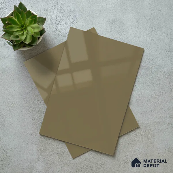 Olive Brown Solid Color Acrylic Laminate LM 24529 8 ft x 4 ft High Gloss Finish - 1.5 mm | Matching Edgeband code - EB 02083 | Suitable for Living Room, Kitchen, Office