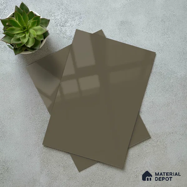 Musk Grey Solid Color Acrylic Laminate LM 24530 8 ft x 4 ft High Gloss Finish - 1.5 mm | Matching Edgeband code - EB 02092 | Suitable for Living Room, Kitchen, Office