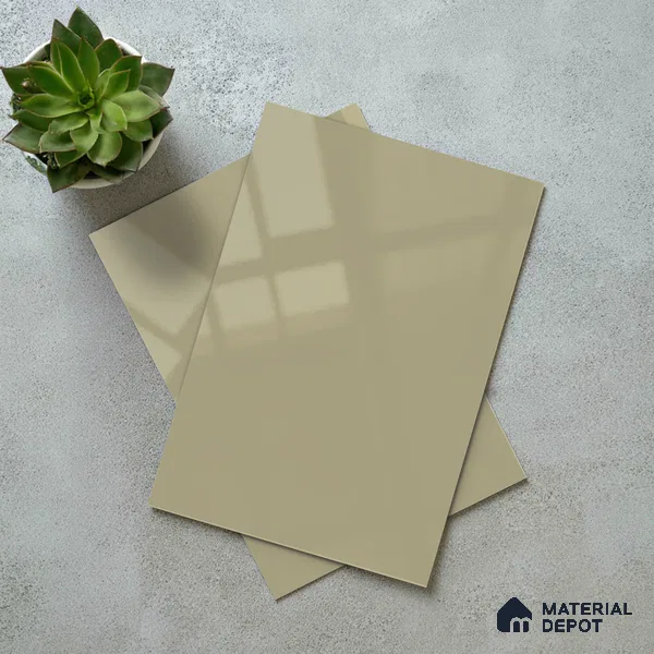 Warm Cream Solid Color Acrylic Laminate LM 24531 8 ft x 4 ft High Gloss Finish - 1.5 mm | Matching Edgeband code - EB 02080 | Suitable for Living Room, Kitchen, Office