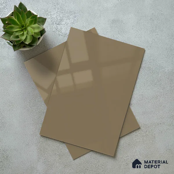 Warm Beige Solid Color Acrylic Laminate LM 24532 8 ft x 4 ft High Gloss Finish - 1.5 mm | Matching Edgeband code - EB 02082 | Suitable for Living Room, Kitchen, Office