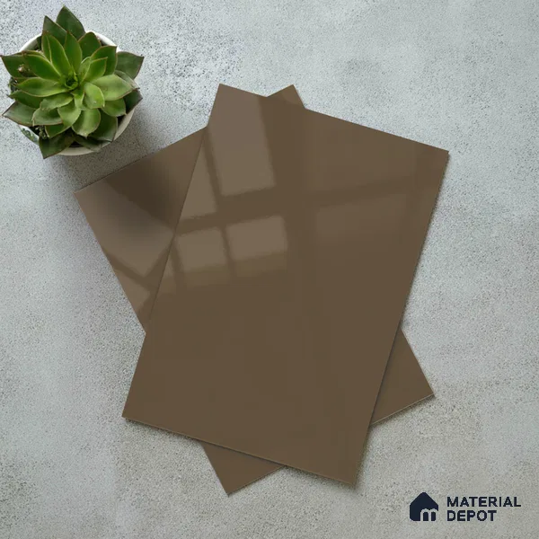 Taupe Brown Solid Color Acrylic Laminate LM 24534 8 ft x 4 ft High Gloss Finish - 1.5 mm | Matching Edgeband code - EB 02069 | Suitable for Living Room, Kitchen, Office