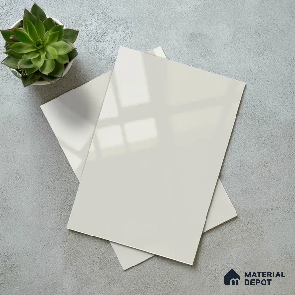 Ivory Solid Color Acrylic Laminate LM 24536 8 ft x 4 ft High Gloss Finish - 1.5 mm | Matching Edgeband code - EB 02085 | Suitable for Living Room, Kitchen, Office