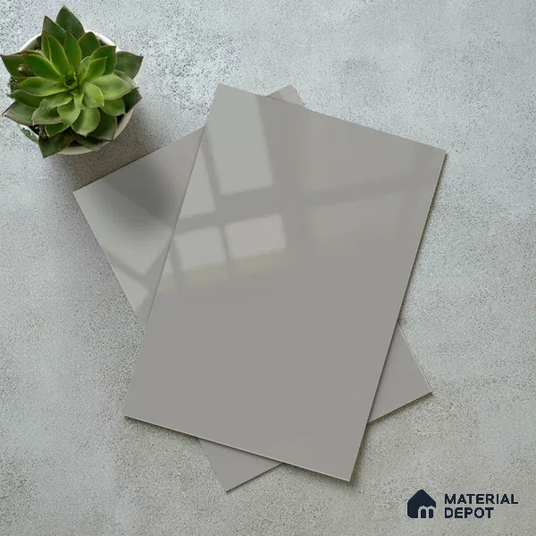Pebble Grey Solid Color Acrylic Laminate LM 24537 8 ft x 4 ft High Gloss Finish - 1.5 mm | Matching Edgeband code - EB 02086 | Suitable for Living Room, Kitchen, Office