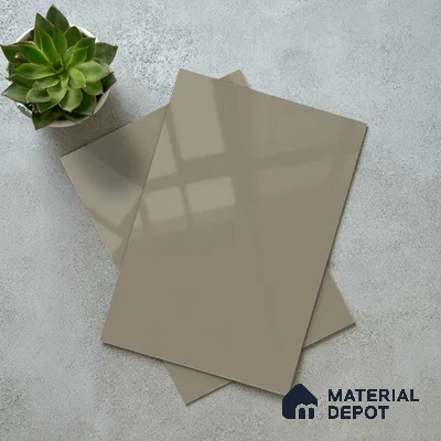 Pebble Grey Solid Color Acrylic Laminate LM 24538 8 ft x 4 ft High Gloss Finish - 1.5 mm | Matching Edgeband code - EB 02084 | Suitable for Living Room, Kitchen, Office