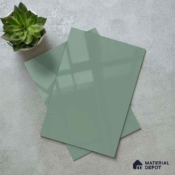 Muted Teal Blue Solid Color Acrylic Laminate LM 24539 8 ft x 4 ft High Gloss Finish - 1.5 mm | Matching Edgeband code - EB 02108 | Suitable for Living Room, Kitchen, Office