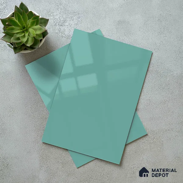 Tiffany Blue Solid Color Acrylic Laminate LM 24540 8 ft x 4 ft High Gloss Finish - 1.5 mm | Matching Edgeband code - EB 02074 | Suitable for Living Room, Kitchen, Office