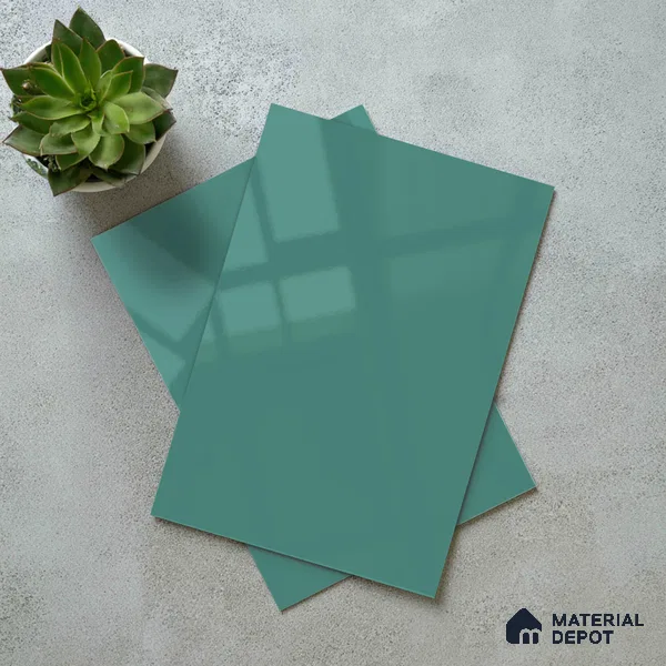 Teal Blue Solid Color Acrylic Laminate LM 24542 8 ft x 4 ft High Gloss Finish - 1.5 mm | Matching Edgeband code - EB 02075 | Suitable for Living Room, Kitchen, Office