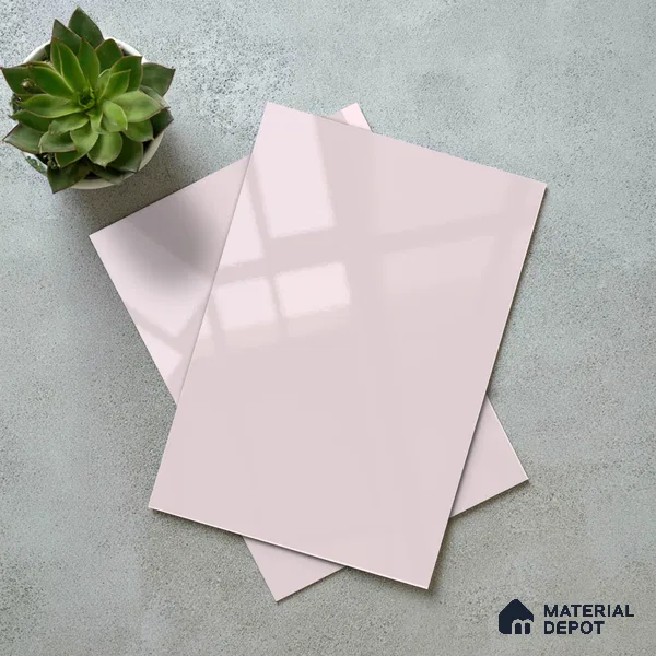 Pale Pink Solid Color Acrylic Laminate LM 24546 8 ft x 4 ft High Gloss Finish - 1.5 mm | Matching Edgeband code - EB 02088 | Suitable for Living Room, Kitchen, Office