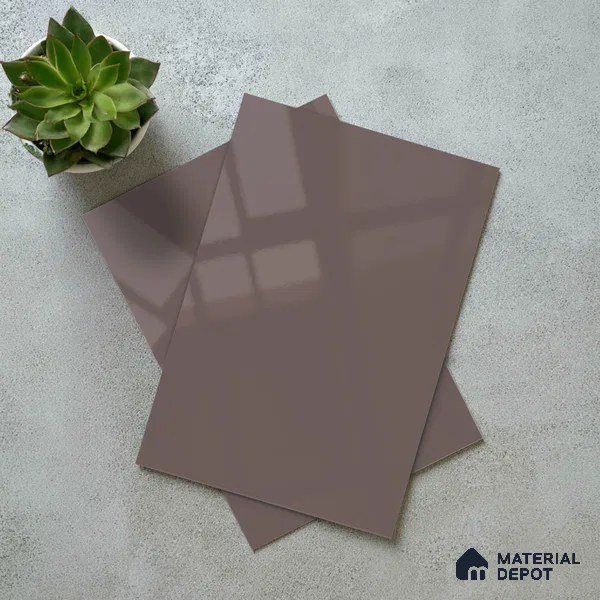 Taupe Brown Solid Color Acrylic Laminate LM 24547 8 ft x 4 ft High Gloss Finish - 1.5 mm | Matching Edgeband code - EB 02089 | Suitable for Living Room, Kitchen, Office
