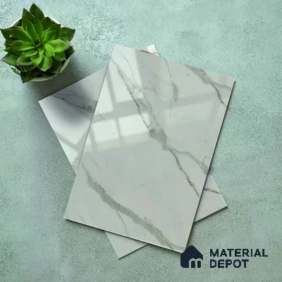 White Marble Acrylic Laminate LM 24552 8 ft x 4 ft High Gloss Finish - 1.5 mm | Suitable for TV Unit, Wardrobe, Cabinets