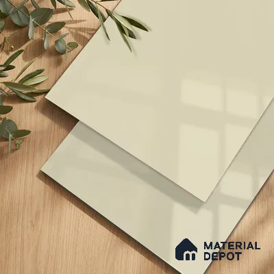 Light Cream Solid Colors Look LM 11972  8 ft x 4 ft High Gloss Finish Decorative Laminate - 1 mm | Suitable for Living Room, Kitchen, Office