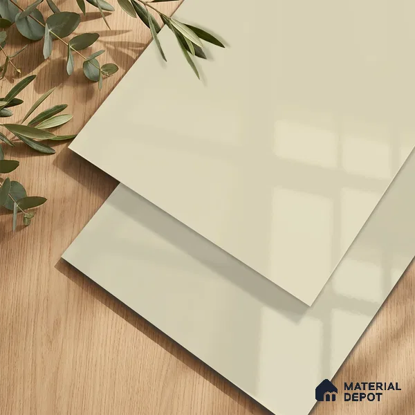 Light Cream Solid Colors Look LM 11972 8 ft x 4 ft High Gloss Finish Decorative Laminate - 1 mm | Suitable for Living Room, Kitchen, Office