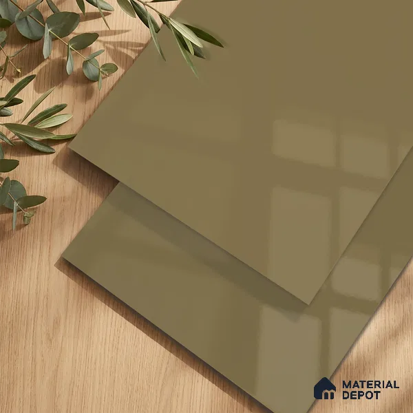 Ochre Brown Solid Colors Look LM 24449 8 ft x 4 ft High Gloss Finish Decorative Laminate - 1 mm | Suitable for Living Room, Kitchen, Office