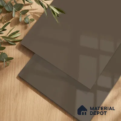 Taupe Brown Solid Colors Look LM 24450  8 ft x 4 ft High Gloss Finish Decorative Laminate - 1 mm | Suitable for Living Room, Kitchen, Office