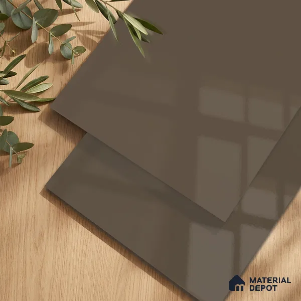 Taupe Brown Solid Colors Look LM 24450  8 ft x 4 ft High Gloss Finish Decorative Laminate - 1 mm | Suitable for Living Room, Kitchen, Office