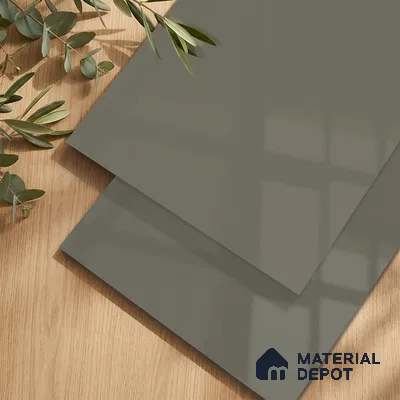 Deep Olive Green Solid Colors Look LM 24451  8 ft x 4 ft High Gloss Finish Decorative Laminate - 1 mm | Suitable for Living Room, Kitchen, Office
