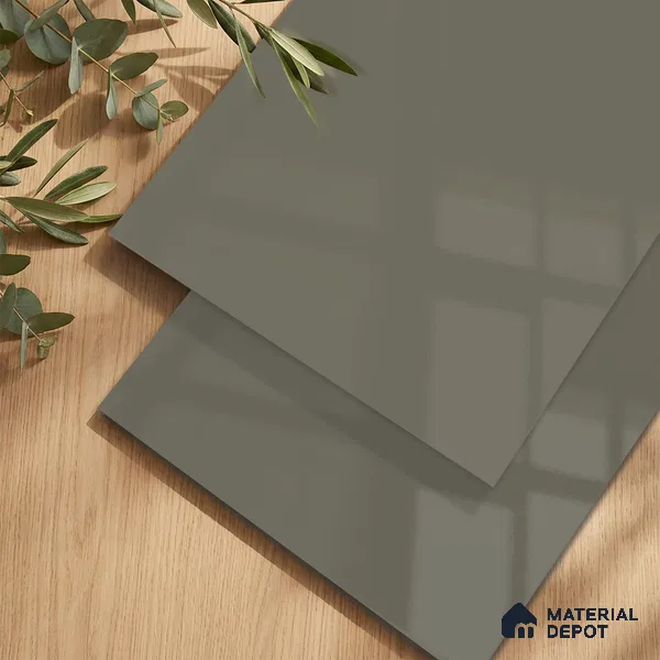 Deep Olive Green Solid Colors Look LM 24451 8 ft x 4 ft High Gloss Finish Decorative Laminate - 1 mm | Suitable for Living Room, Kitchen, Office