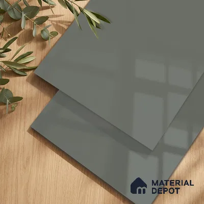 Slate Grey Solid Colors Look LM 24454  8 ft x 4 ft High Gloss Finish Decorative Laminate - 1 mm | Suitable for Living Room, Kitchen, Office