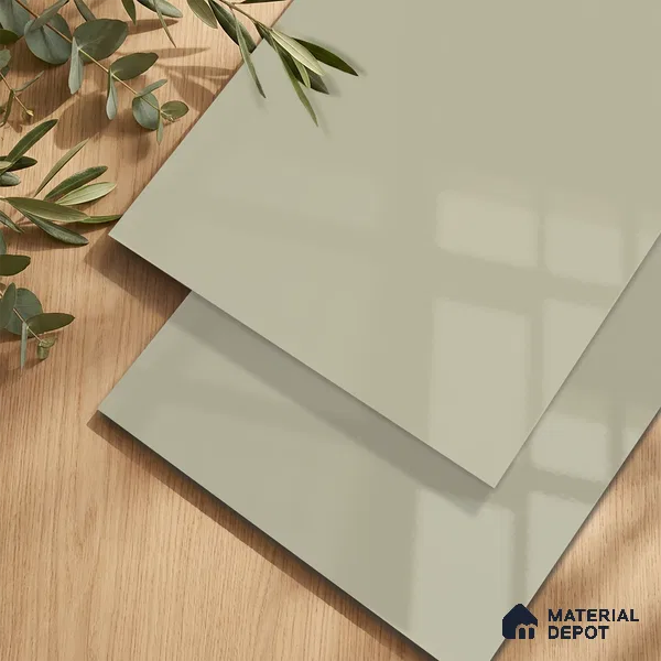 Pale Cream Solid Colors Look LM 24455 8 ft x 4 ft High Gloss Finish Decorative Laminate - 1 mm | Suitable for Living Room, Kitchen, Office