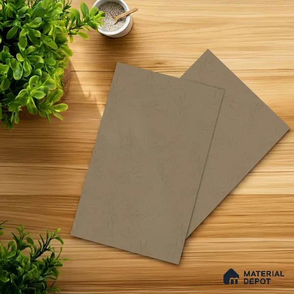Beige Leather look Ferrero 1E246 ZL Soft Almond Beige 8 ft x 4 ft Zero Leather Finish Decorative Laminate - 1 mm | Matching Rehau Edgeband Code - (75649)